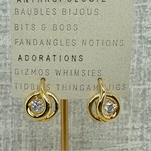 NWT Anthropologie 14k Gold Plated Looped Crystal Earrings ✨